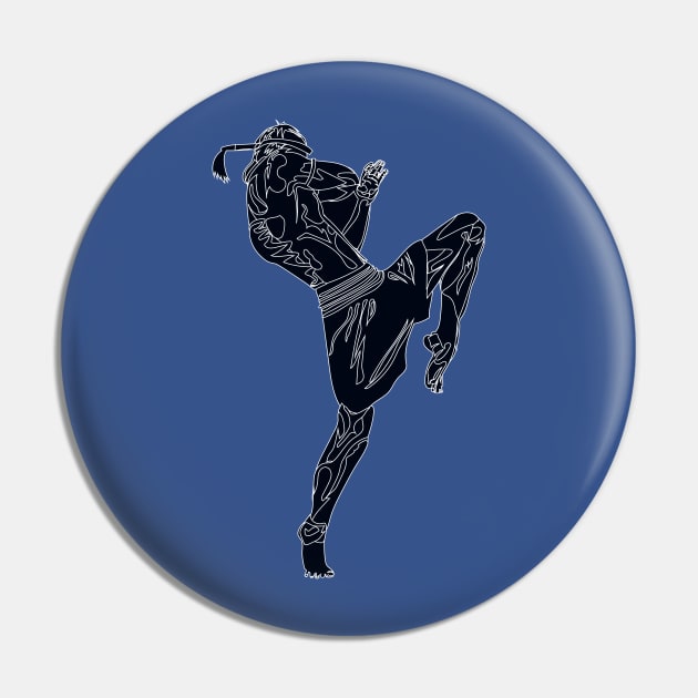 Muay Thai - Knee - Abstract Black and White Pin by WaltTheAdobeGuy
