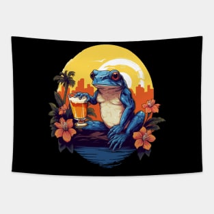 Coqui Frog Holding a Beer Tapestry