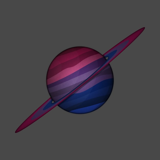 Planet and Rings in Bisexual Pride Flag Colors by LiveLoudGraphics