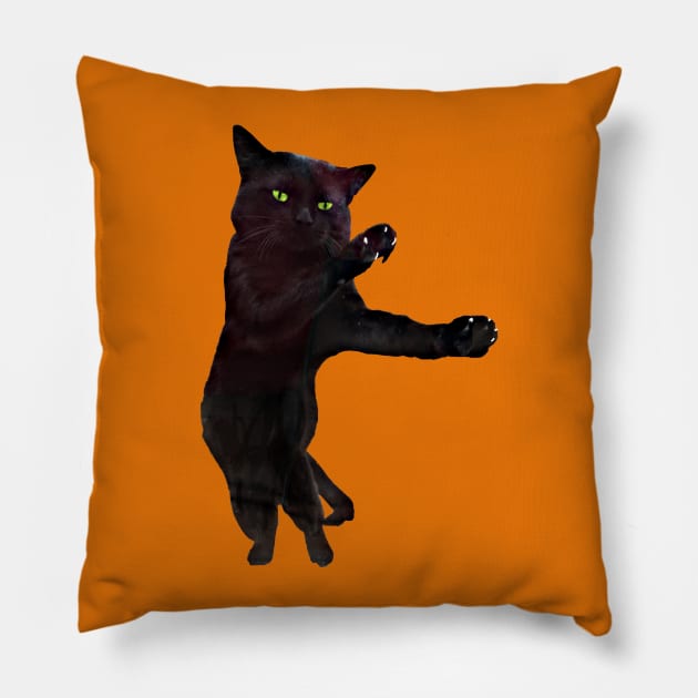 Dancing black cat Pillow by AHelene