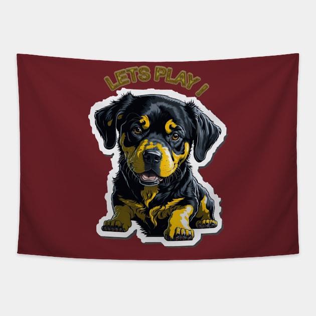 CUTE PUPPY LETS PLAY Tapestry by HTA DESIGNS