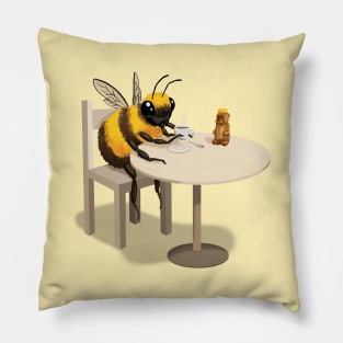 Bee Drinking Tea Pillow