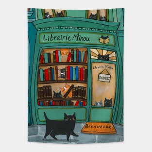 Librairie Minou Cats Bookstore Tapestry