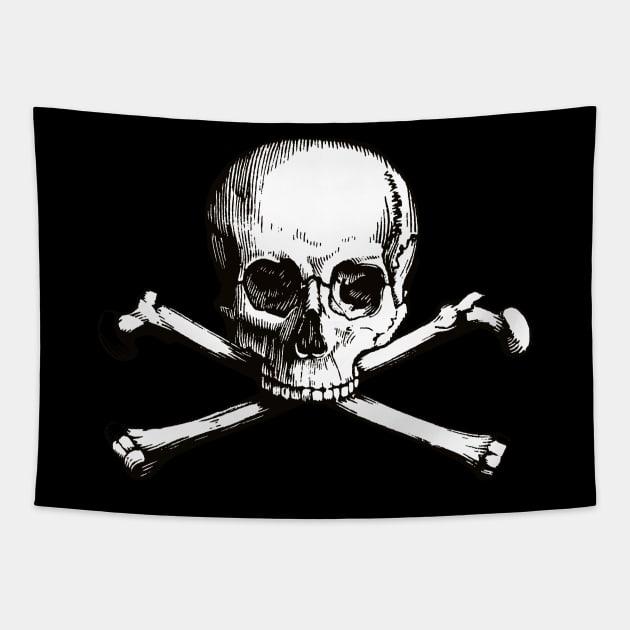 Skull and Crossbones | Jolly Roger | Pirate Flag | Deaths Head | Black and White | Skulls and Skeletons | Vintage Skulls | Tapestry by Eclectic At Heart