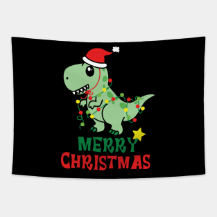 Dino-merry Christmas: Festive Dinosaur Delight Tapestry