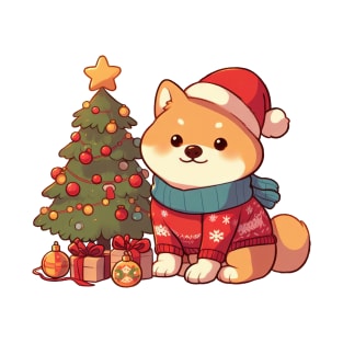 Cute Christmas Shiba Puppy T-Shirt