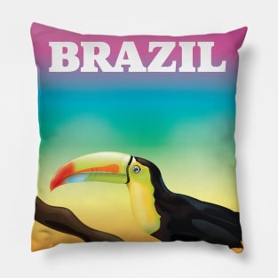 Brazil Toucan travel poster Pillow