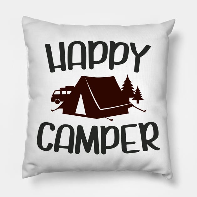 Happy Camper Pillow by Ombre Dreams