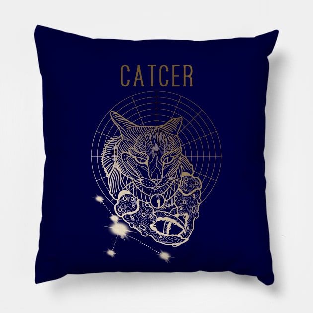 A zodiac cattery: Cancer - catcer Pillow by Blacklinesw9