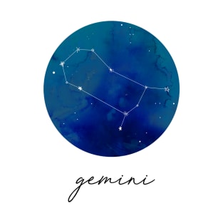 Gemini Zodiac Watercolor Constellation T-Shirt