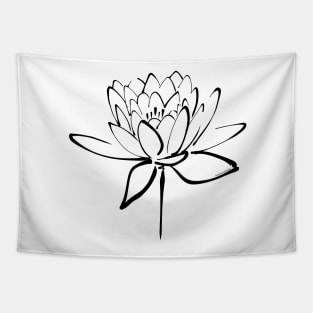 Lotus Flower Calligraphy (Black) Tapestry