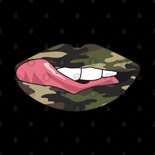 Vintage Lips Retro Style Tongue Camo Camouflage Popart Gift by HypeProjecT