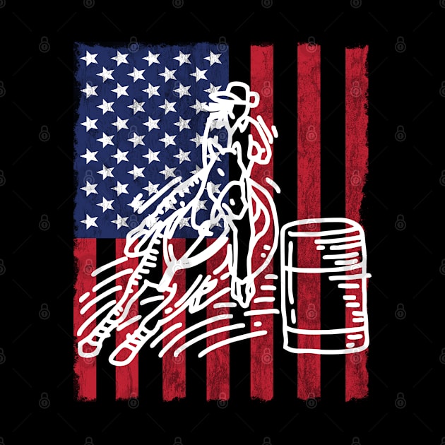 Barrel Racing - Barrel Racer USA Flag by Kudostees