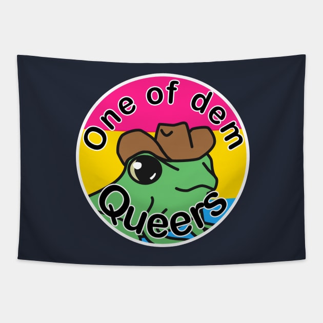 Pride Frog with a cowboy hat- Pansexual Tapestry by artsy-Eden