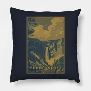 Doutone Yellowstone National Park Travel Poster Pillow