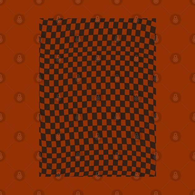 Brown and Orange Distorted Warped Checkerboard Pattern III by Velvet Earth