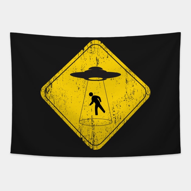 UFO Road Sign Tapestry by atomguy