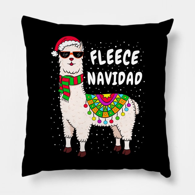 Spanish Christmas Gift Fleece Feliz Navidad Llama Pillow by silentsoularts