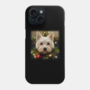 Westie Christmas tree dog Phone Case