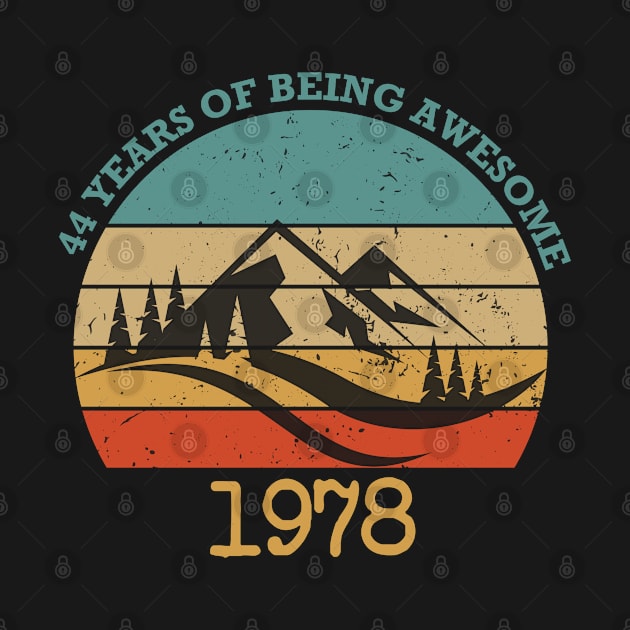 Funny Birthday 44 Years Of Being Awesome 1978 Vintage retro by foxredb