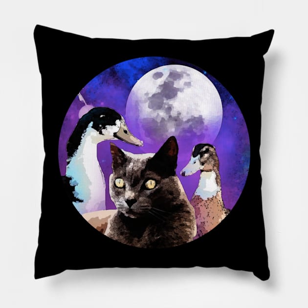 Two Ducks Cat Moon Pillow by whatsupnerds