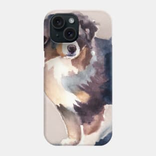 Miniature American Shepherd Watercolor Painting - Dog Lover Gifts Phone Case