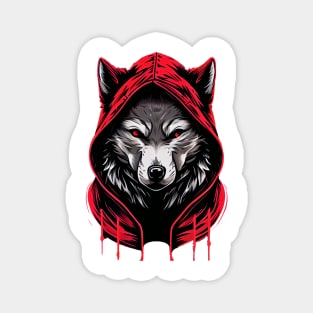 Red Hooded Wolf Magnet
