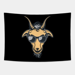 Goat with Glasses - Grey Drawing Illustrattion Tapestry