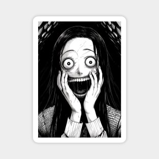 Creepy manga girl horror frightening Magnet