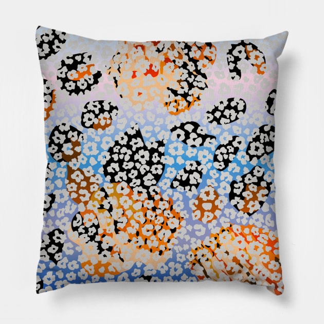 Colourful gradient unique flowers leopard stripes abstract modern 228 Pattern Pillow by dvongart