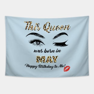 This Queen Was Born In May Leopard Pattern Tapestry