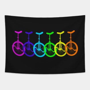 Rainbow Unicycles Tapestry