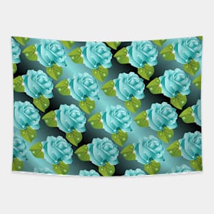 Blue Sparkly Roses Pattern Art Tapestry