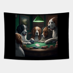 Dogs Playing Poker by C.M. Coolidge illustration Tapestry