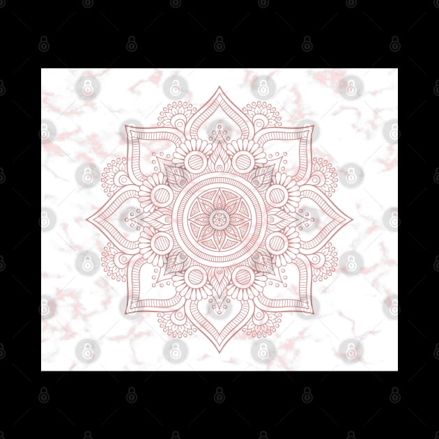 Rose gold mandala, pink marble by DragonTees