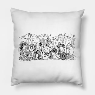 Canberra Aussie Tanlge in Black and White Pillow