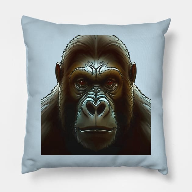 Ape Mountain Gorilla Fun Face Cut Out Pillow by taiche