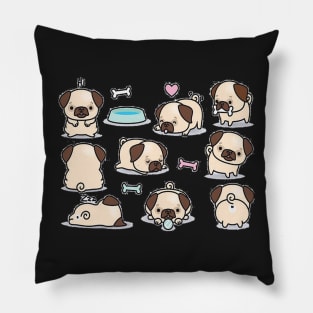 Cute little pugs 2 Pillow