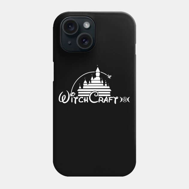 Witchcraft - Classic Cartoon Castle Parody Logo (White on Black) Phone Case by Occult Designs