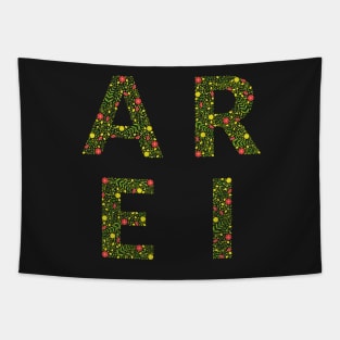 Green Floral Monogram Tapestry