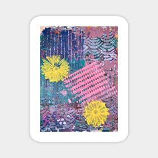 Yellow Flowers in Pink and Purple Fields Magnet