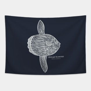 Ocean Sunfish or Mola with Common and Latin Names Tapestry