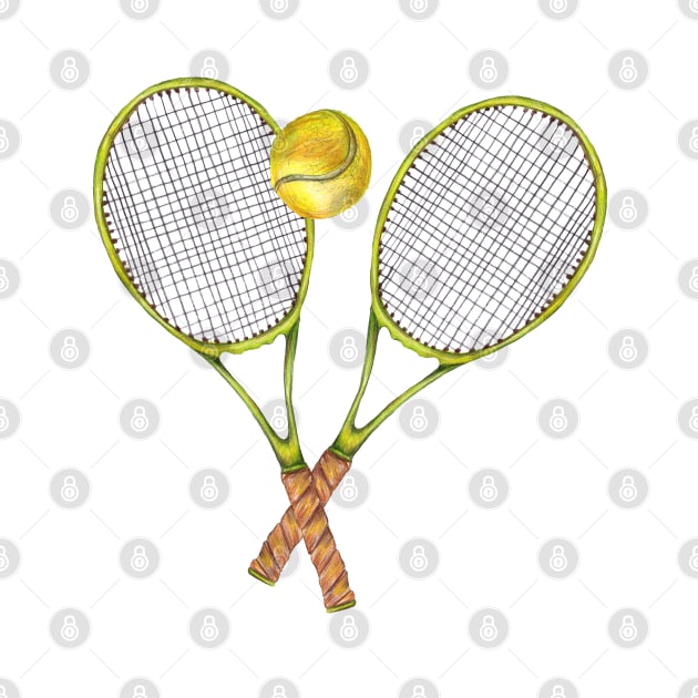 two Tennis rackets with tennis ball by lisenok