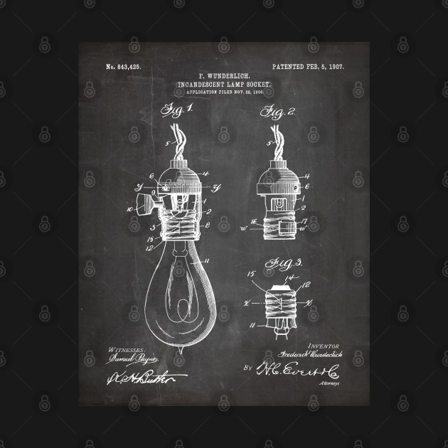 Light Bulb Patent - Designer Industrial Design Art - Black Chalkboard by patentpress