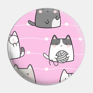 Kawaii Cats and Yarn Pin