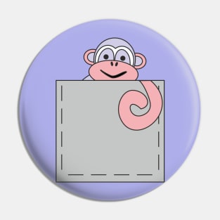 A cheerful monkey peeking out of a pocket Pin