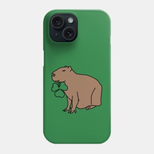 Saint Patricks Day Capybara with Shamrock Phone Case