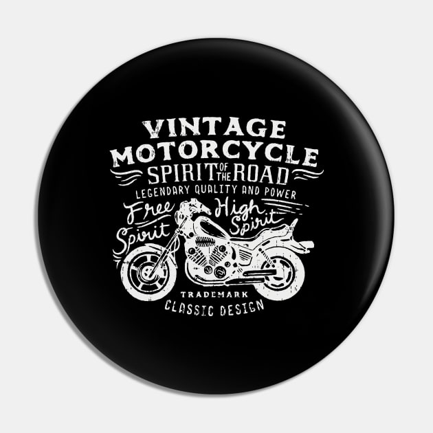 Retro Vintage Spirit of the Road Motorcycle Biker gift Pin by Luxara