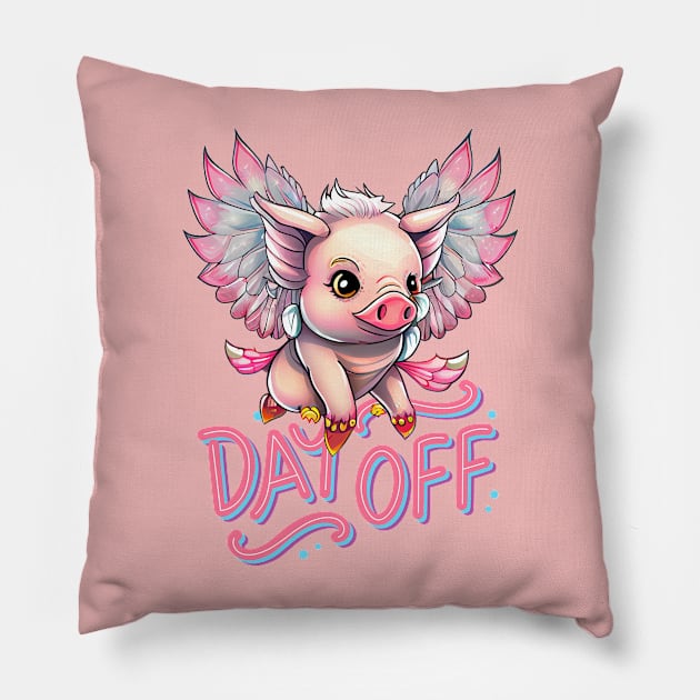 When Pigs Fly: Inspired Design Day Off Pillow by Life2LiveDesign