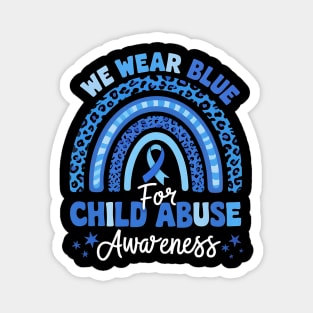 We Wear Blue for Child Abuse Awareness – Blue Ribbon Rainbow Support Magnet